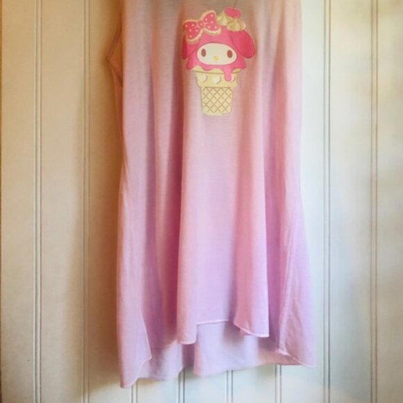 Japan LA My Melody Pink Tank Top Shirt Teal Bow Ice Cream Cone Small - Picture 9 of 11